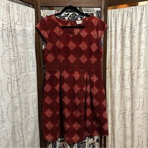 Mata Traders Rusty Orange and Black Patterned Dress
